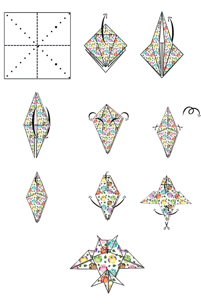 Istruzioni per creare un Gufo di origami con la carta