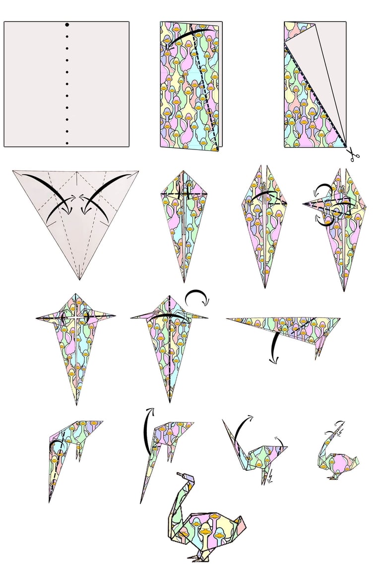Istruzioni per creare un Oca di origami con la carta
