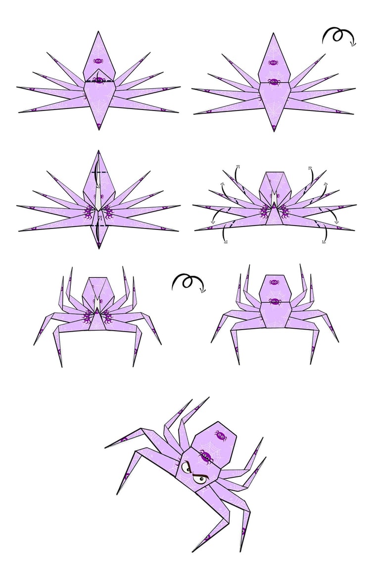 Istruzioni per fare un Ragno di carta con la tecnica degli origami