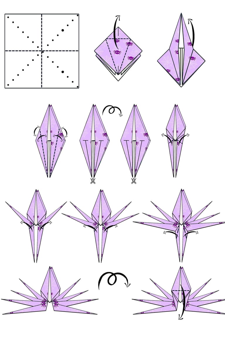Istruzioni per fare un Ragno di carta con la tecnica degli origami