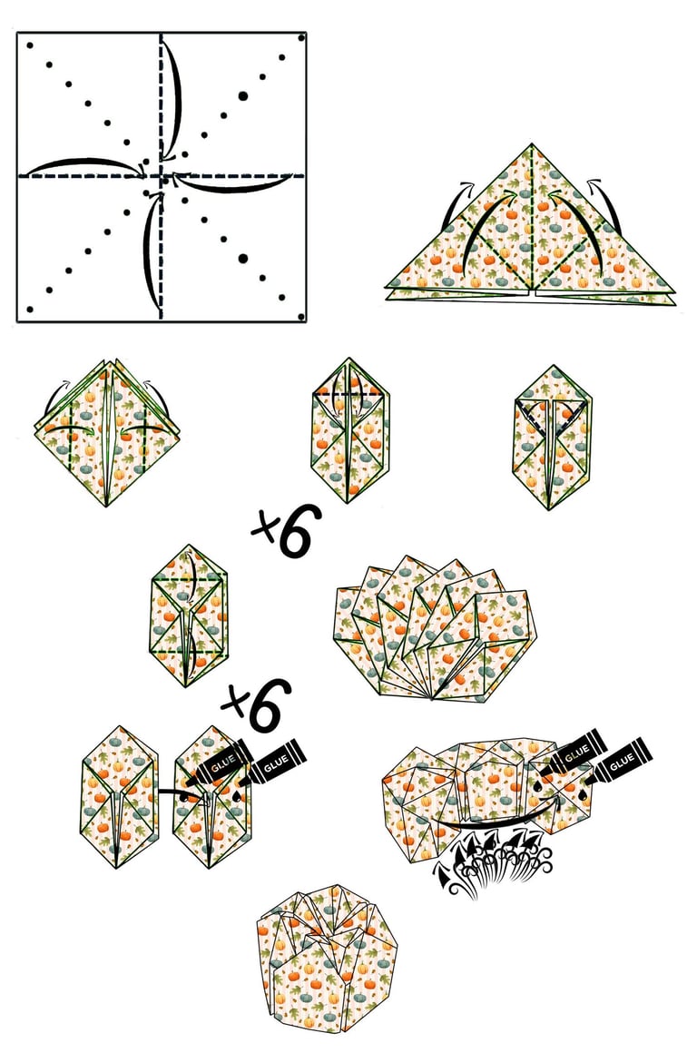 Sono le istruzioni per fare un origami di una zucca di carta