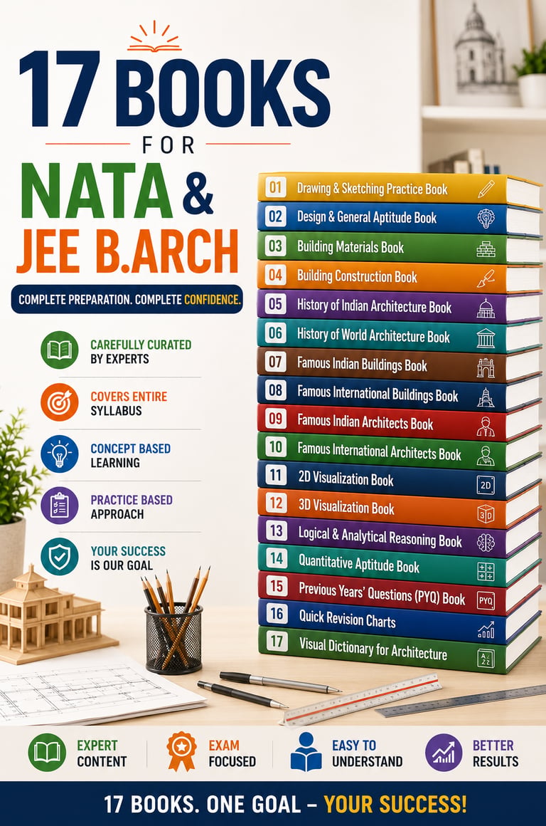 JEE B.Arch and NATA Preparation Books with Drawing, Aptitude and Mathematics
