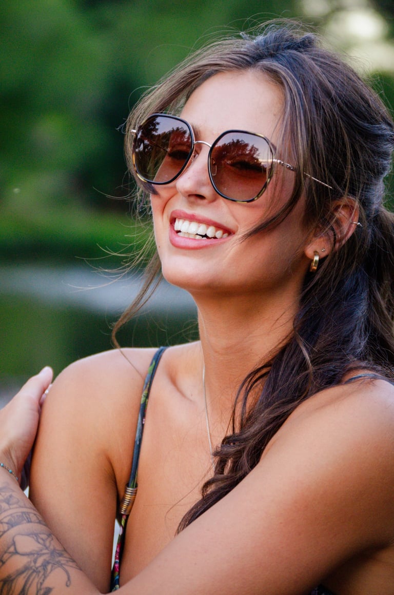 happy woman with clear skin