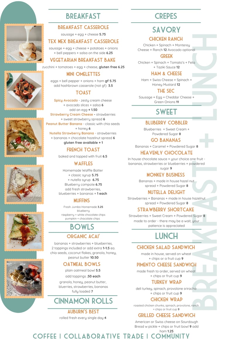 Crepes, Acai’, Sandwiches, Auburn 