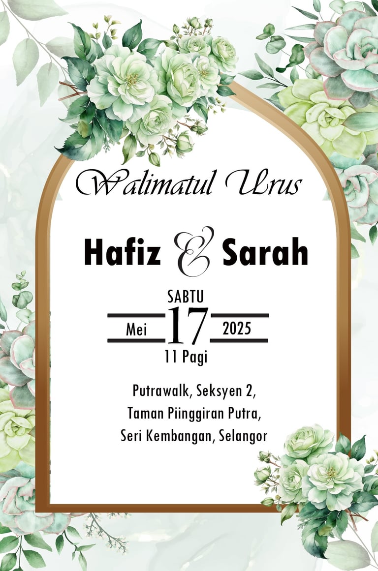 Kad Jemputan murah cantik floral hijau green