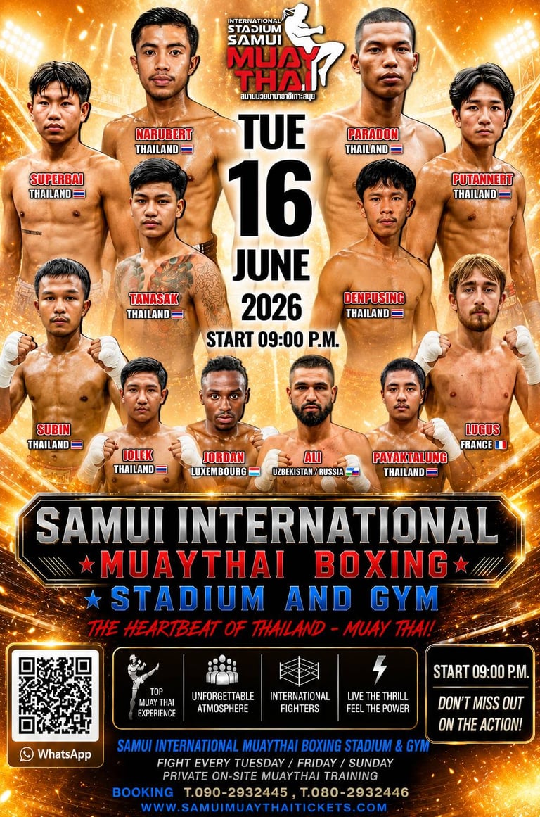 Samui international Muay Thai Boxing Stadium and Gym Upcoming fight on Jun 16,2026