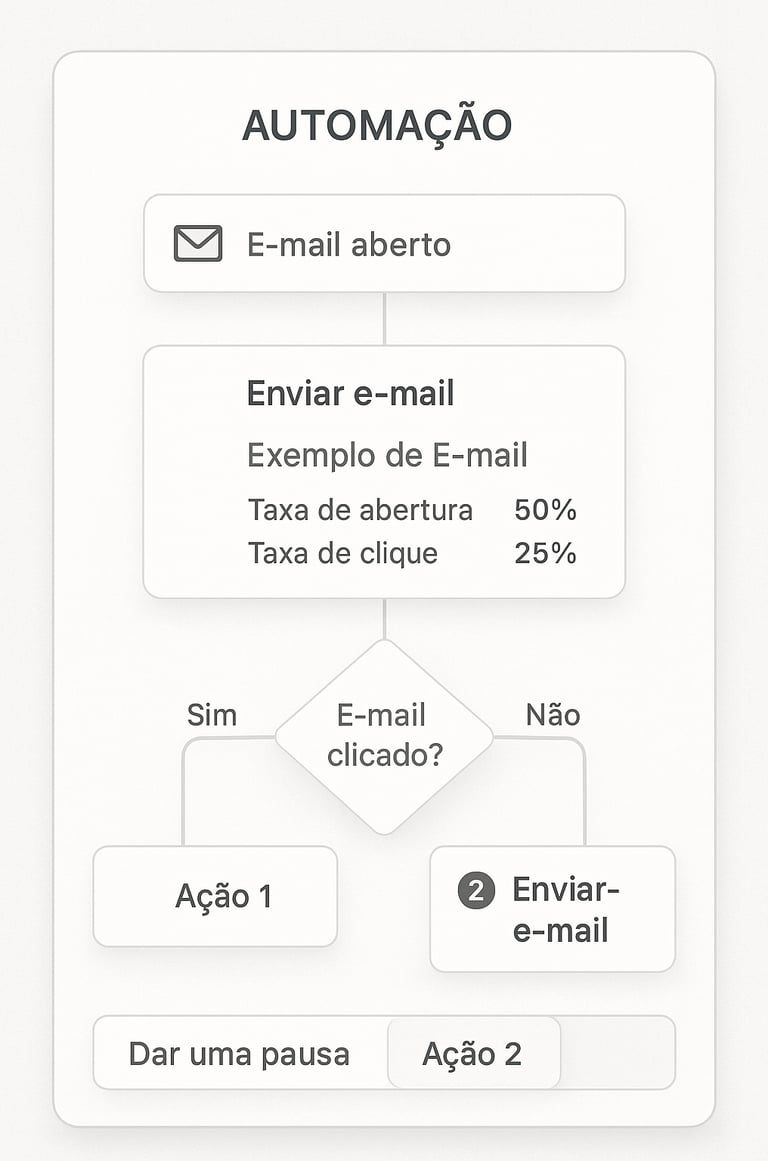 Interface-uma-ferramenta-e-mail-marketing-mostrando-sequência-automação-configurada-com-métricas-abe