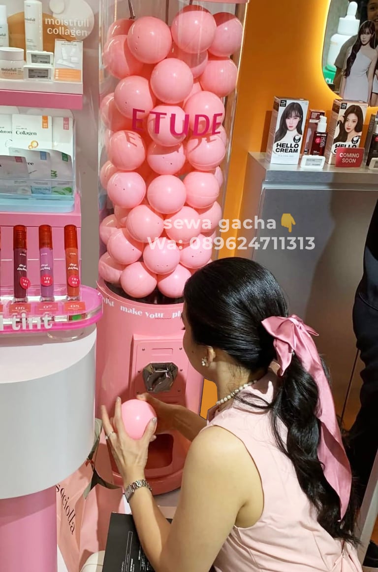 jasa sewa mesin gashapon gacha jumbo pink