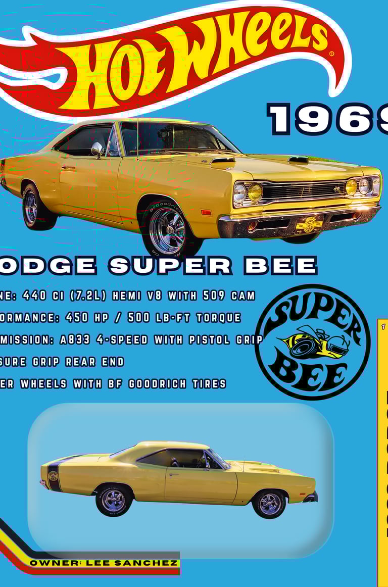 a yellow and black car with a blue background