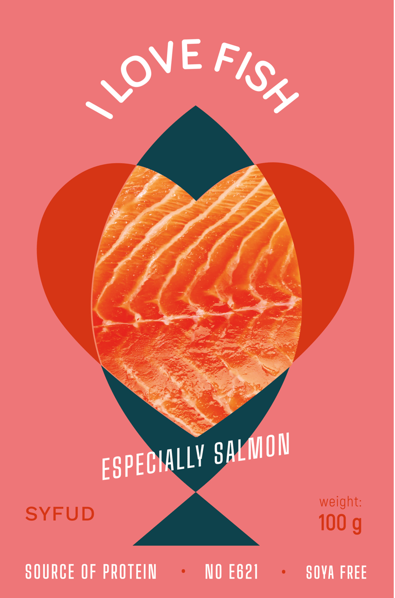 Salmon packaging design, pink color
