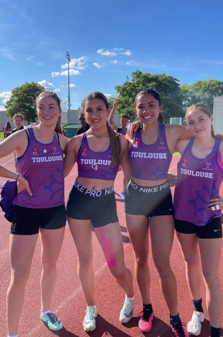 Les relayeuses du 4x100m cadettes toulousain