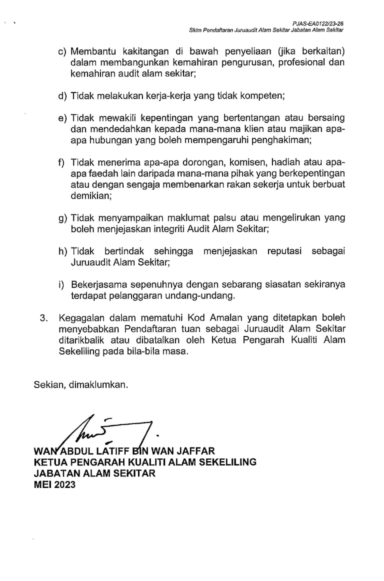 Auditor Certificate