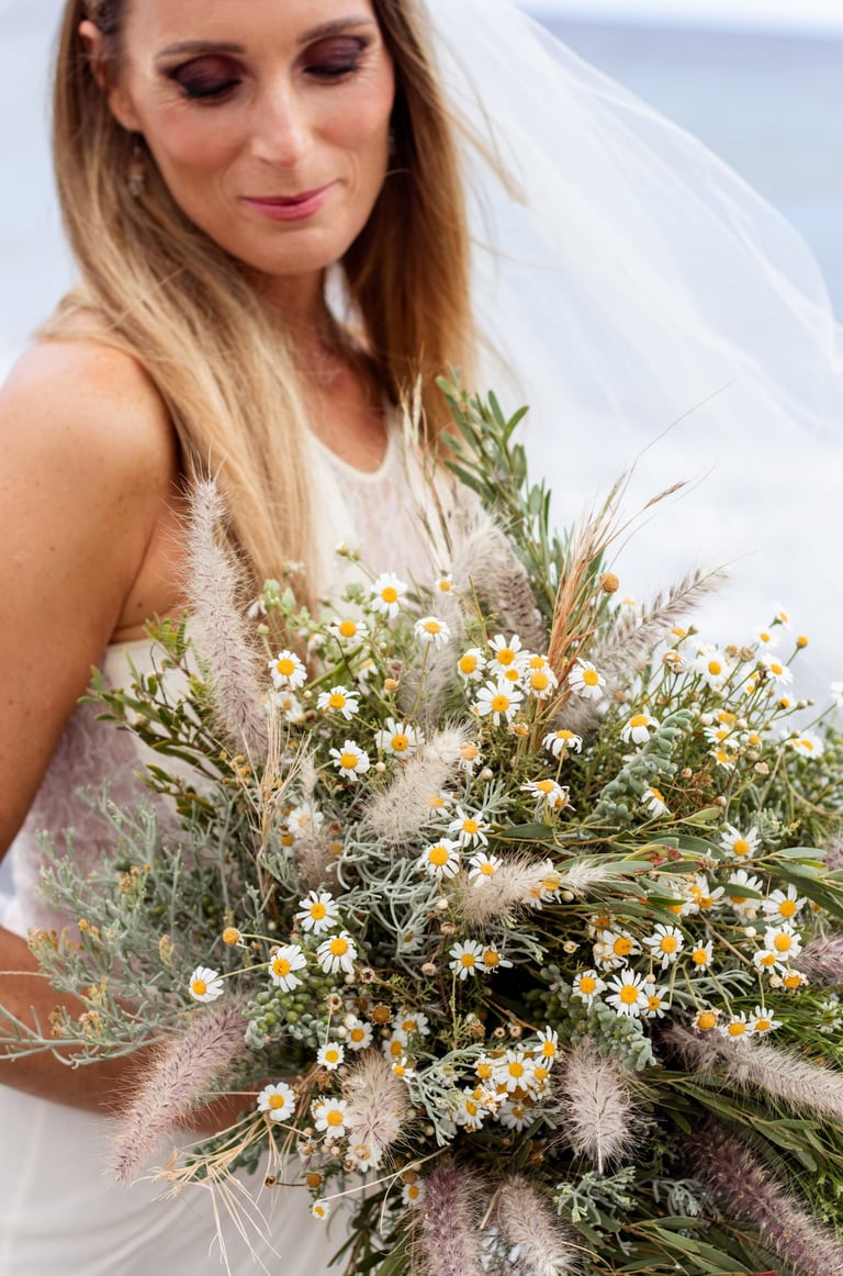 Elegant bridal portrait captured on the shores of Tenerife.