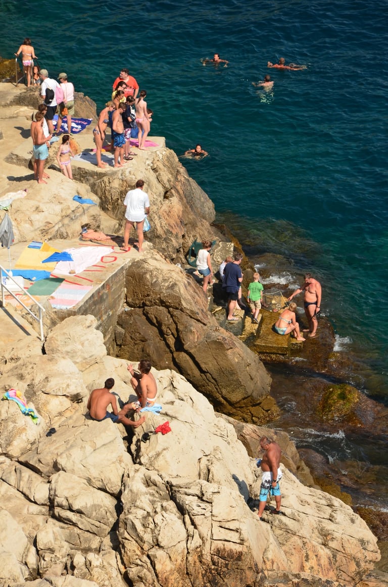 Swimming on a warm Dubrovnik, Croatia day