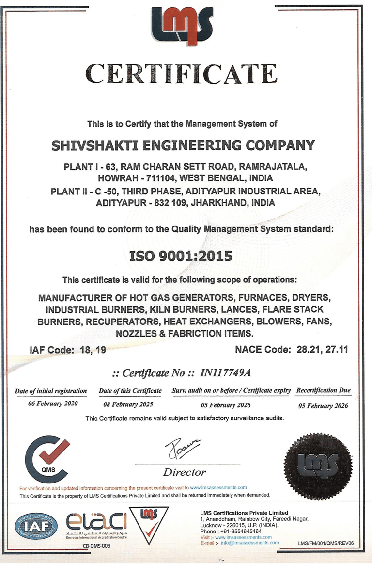 ISO 9001 Certificate at Shivshakti