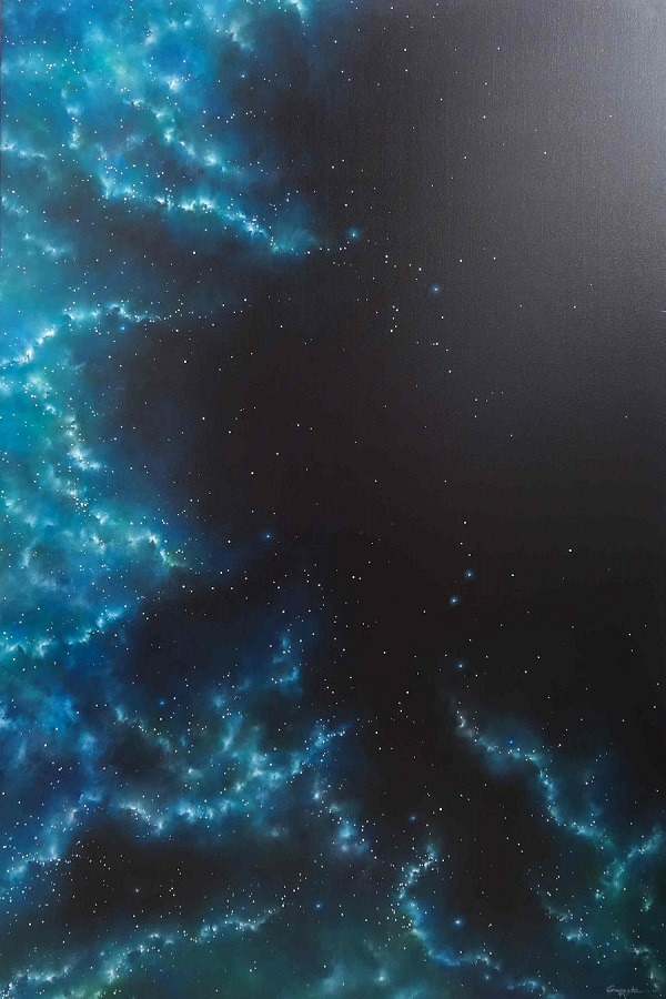 space (cosmic) painting. acrylic on canvas