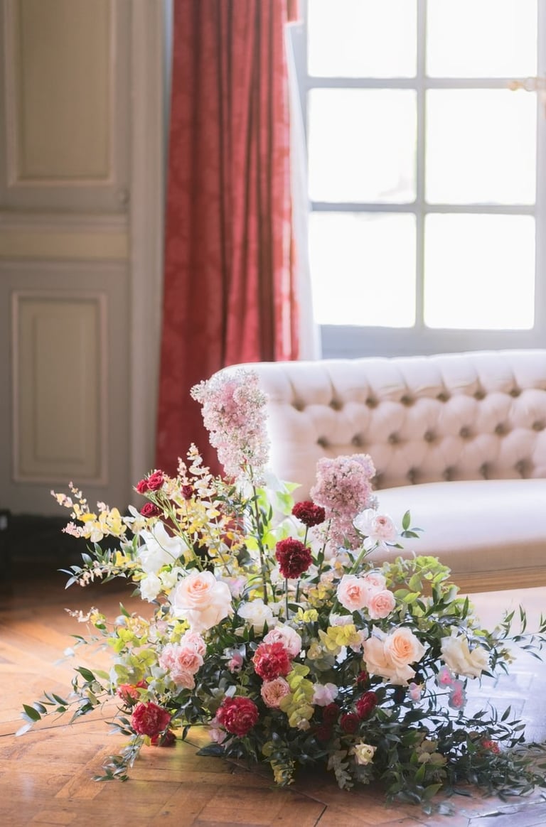flowers for wedding  at chateau de champlatreux