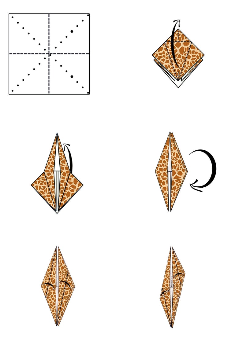 Istruzioni per creare una giraffa in origami con la carta