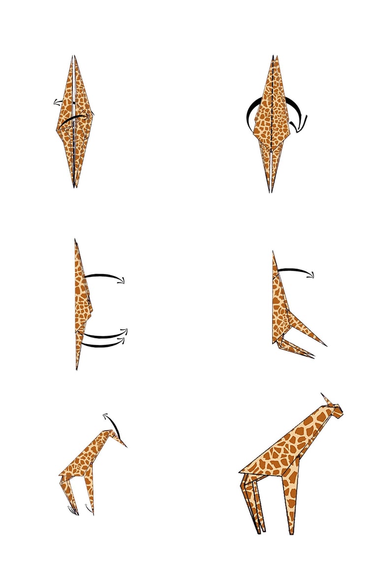 Istruzioni per creare una giraffa in origami con la carta