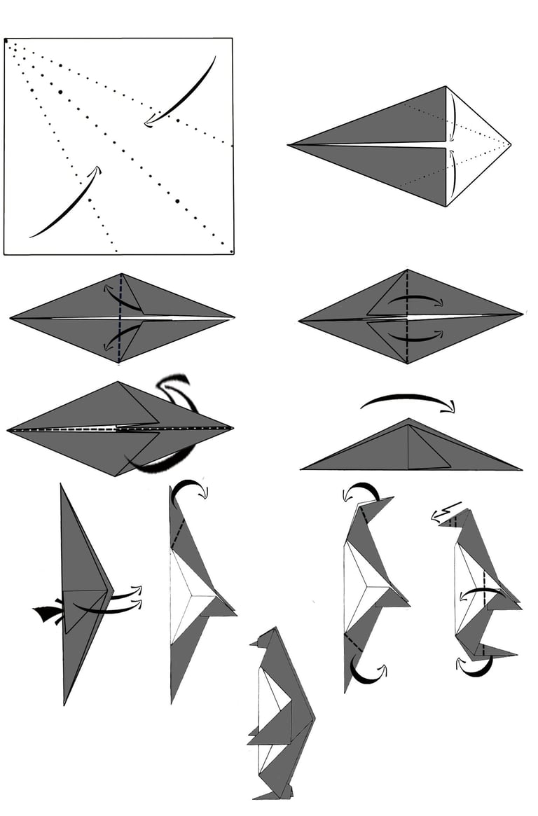 Istruzioni per creare un pinguino di origami con la carta