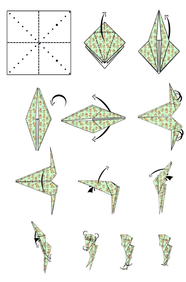 Istruzioni per creare la testa di una scimmia in origami con la carta