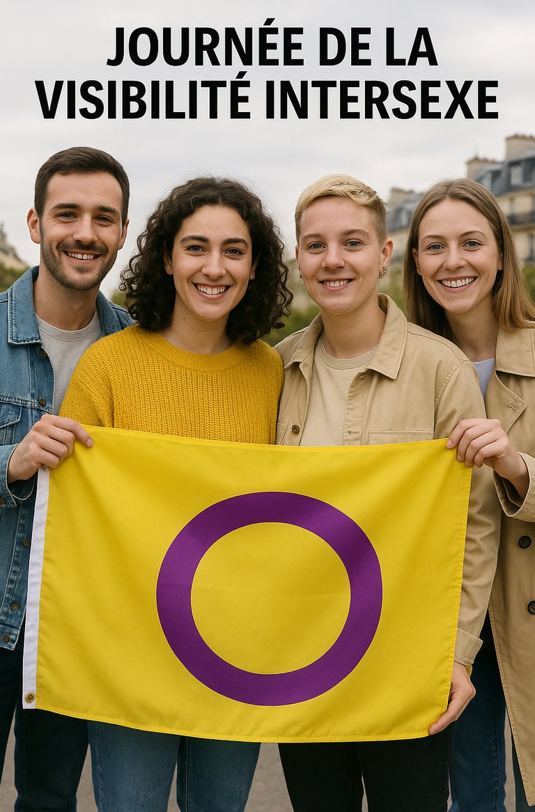 Photo de groupe pour la journée de la visibilité intersexe
