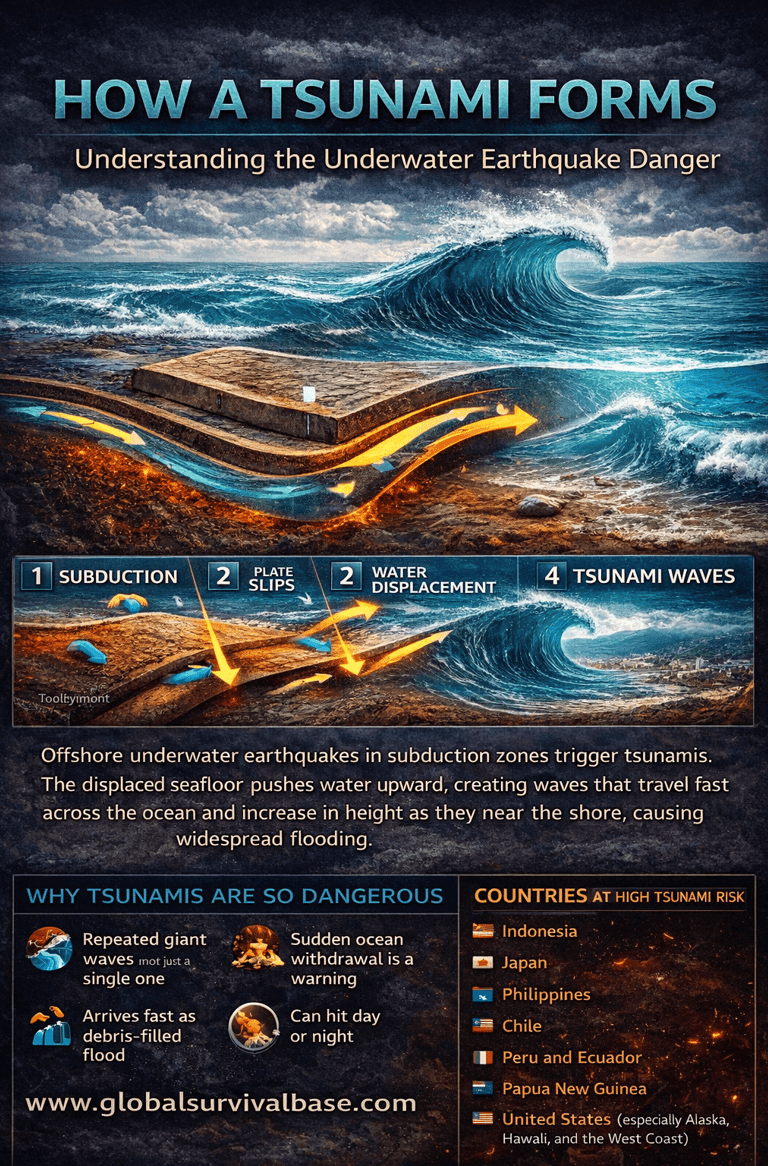 the infographics of how tsunami forms