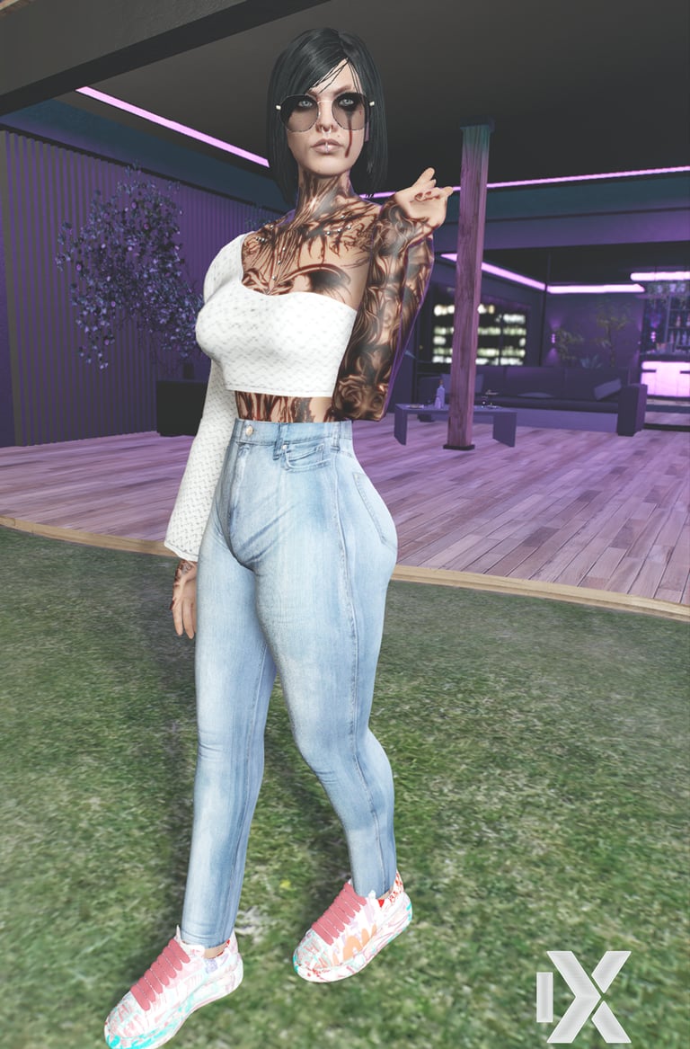 Blue high-rise jeans with a snug bee-waist design