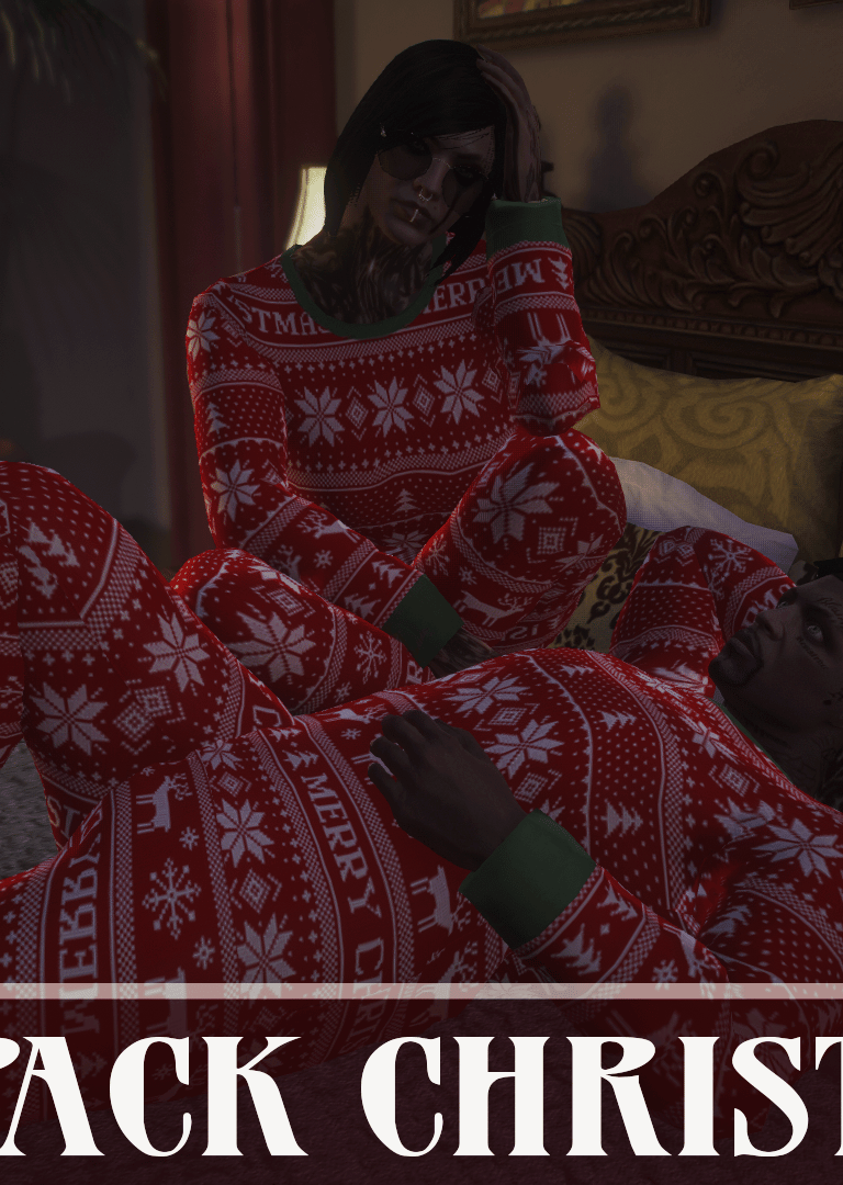 a couple of people in red and white christmas sweaters