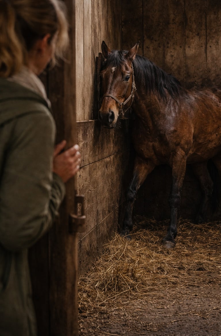 angstig paard in de hoek