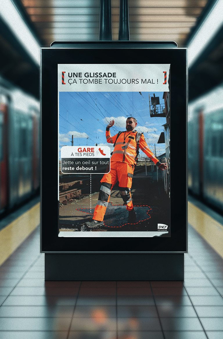 Affiche Glissade Sécurité SNCF