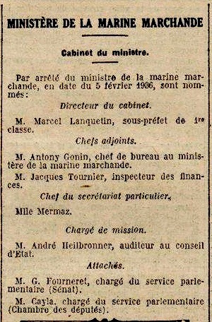 cabinet ministere de la marine marchande georges fourneret et marcel lanquetin