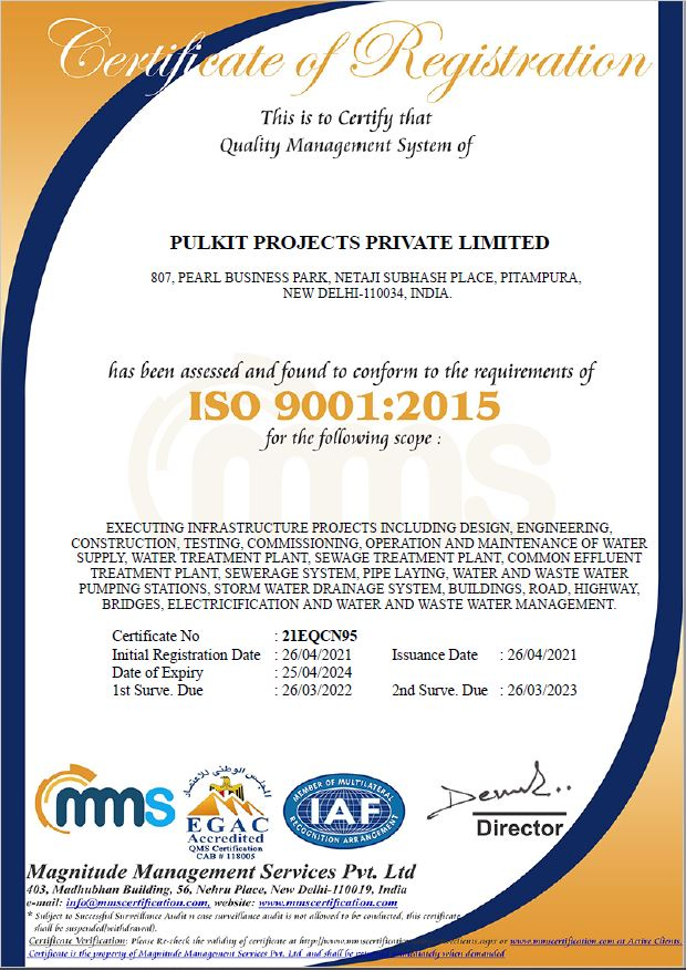 ISO CERTIFICATE PULKIT PROJECTS