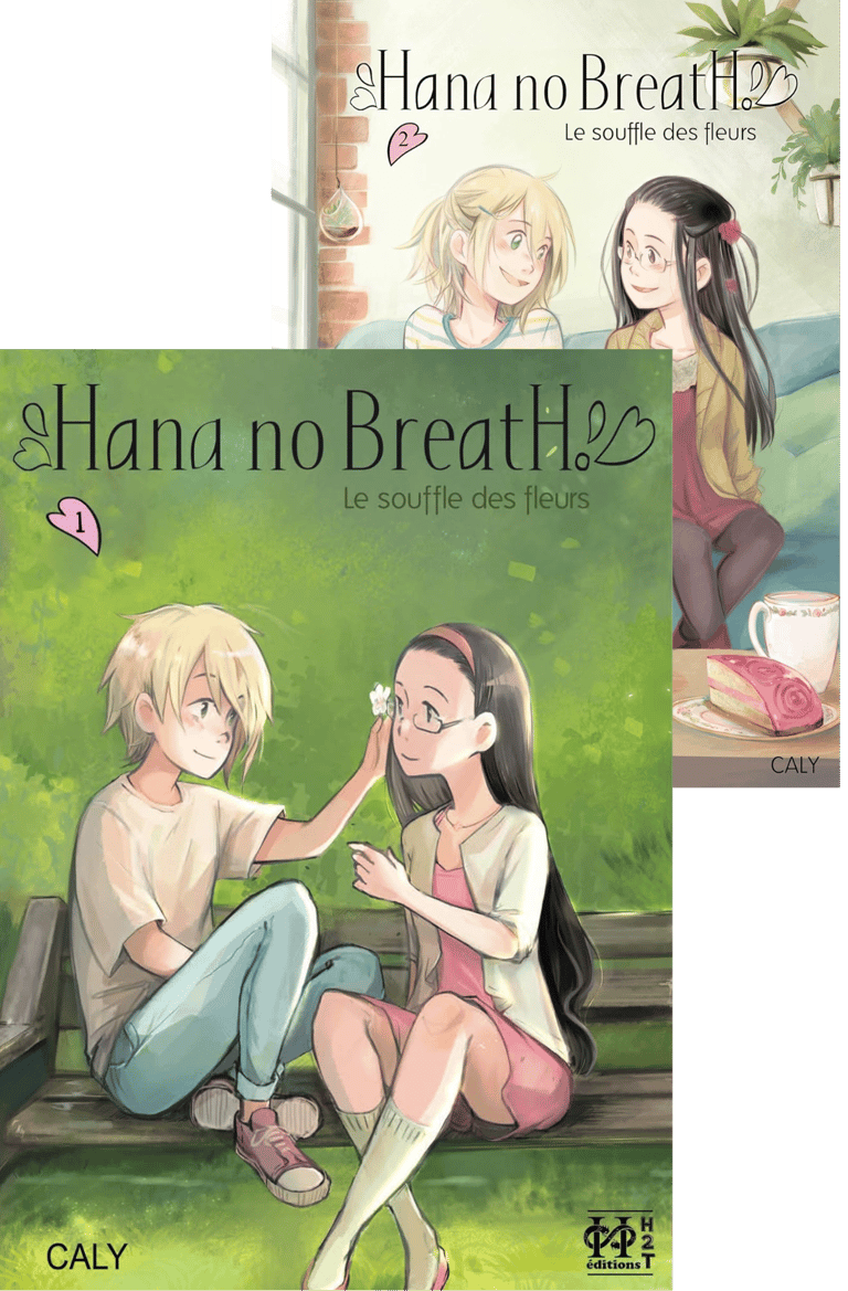 Premières de couverture des deux tomes du manga Hana no breath