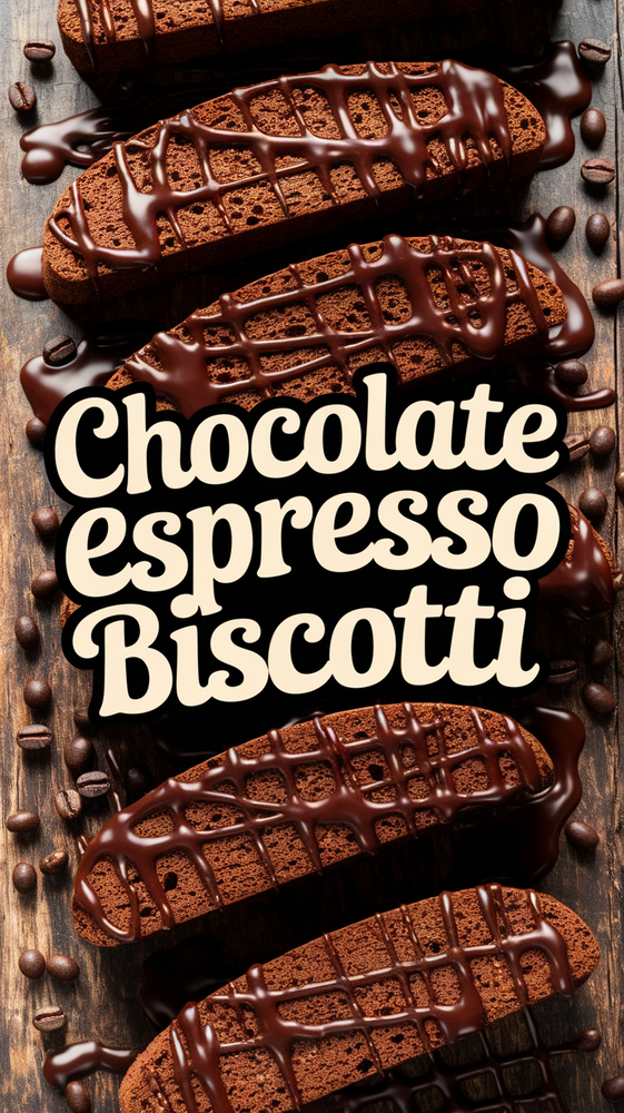 Chocolate espresso biscotti cookies, twice-baked crunchy coffee cookies with chocolate chips.