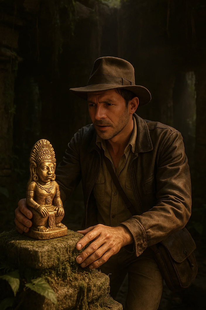 Archéologue aventurier trouve une statuette pour les journées européennes de l'archéologie.
