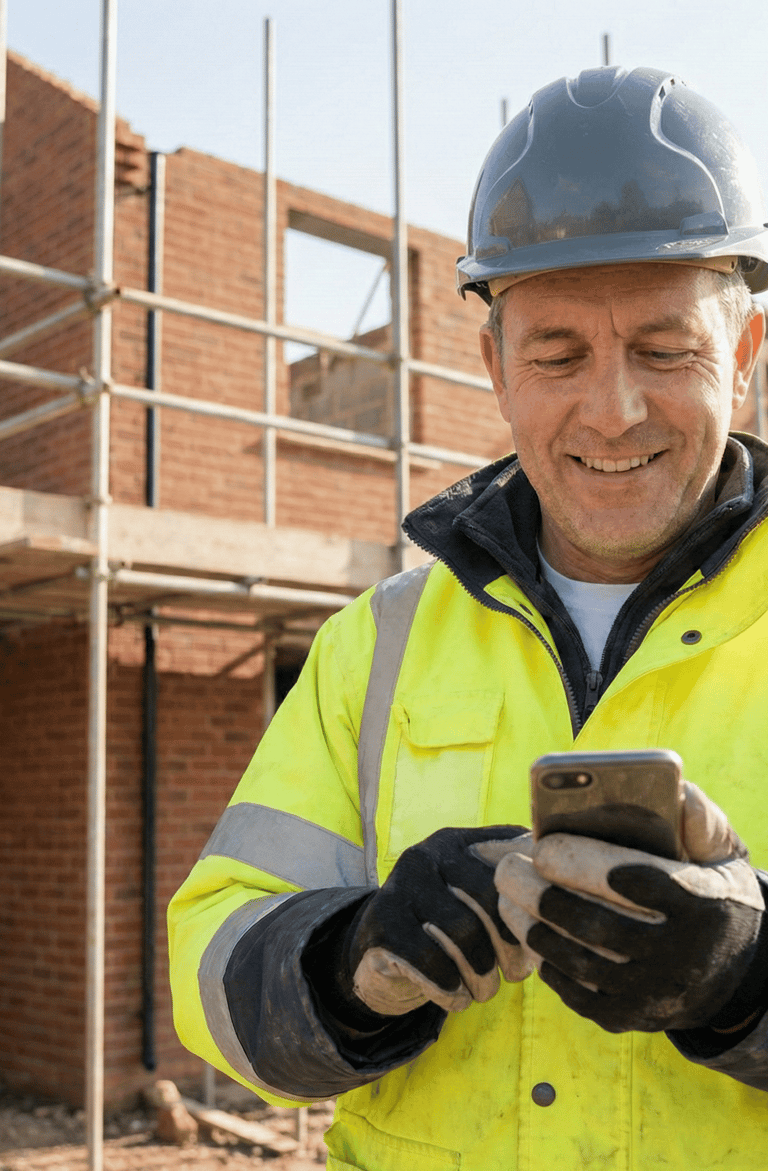 håndværker der benytter byggemate