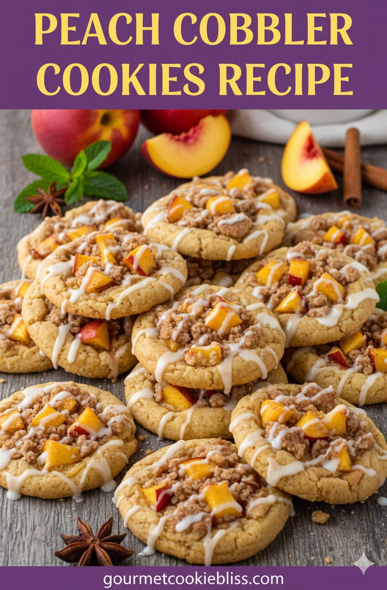11 A generous pile of thin, moist peach cobbler cookies, each artfully glazed.