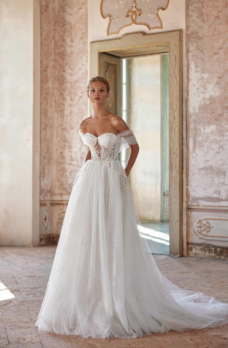 robe de mariée romantique avec épaule dénoudées