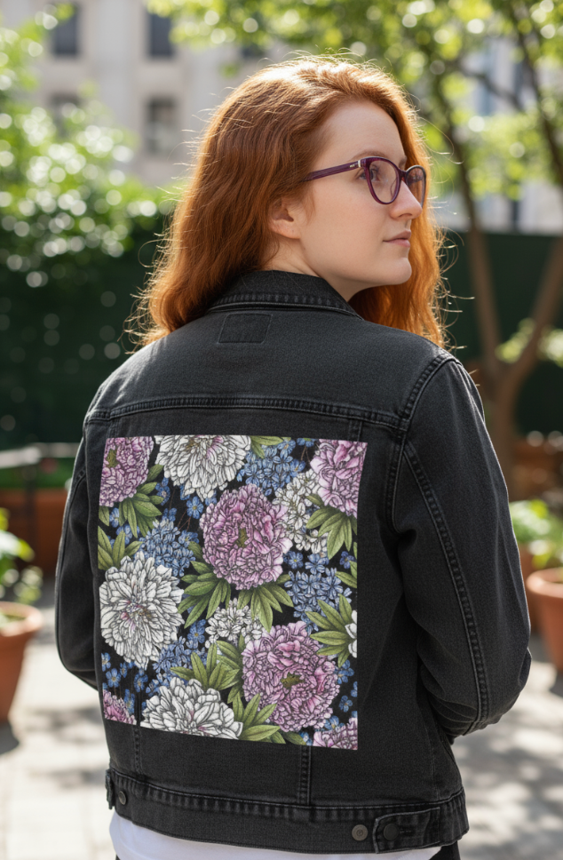 Girl wearing a printed jacket