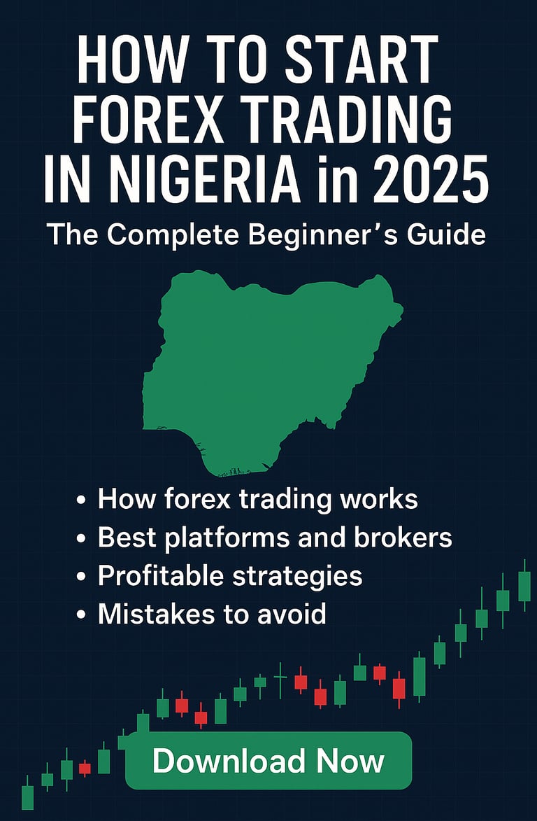 Infographic titled 'How to Start Forex Trading in Nigeria in 2025', featuring a green Nigeria map, 