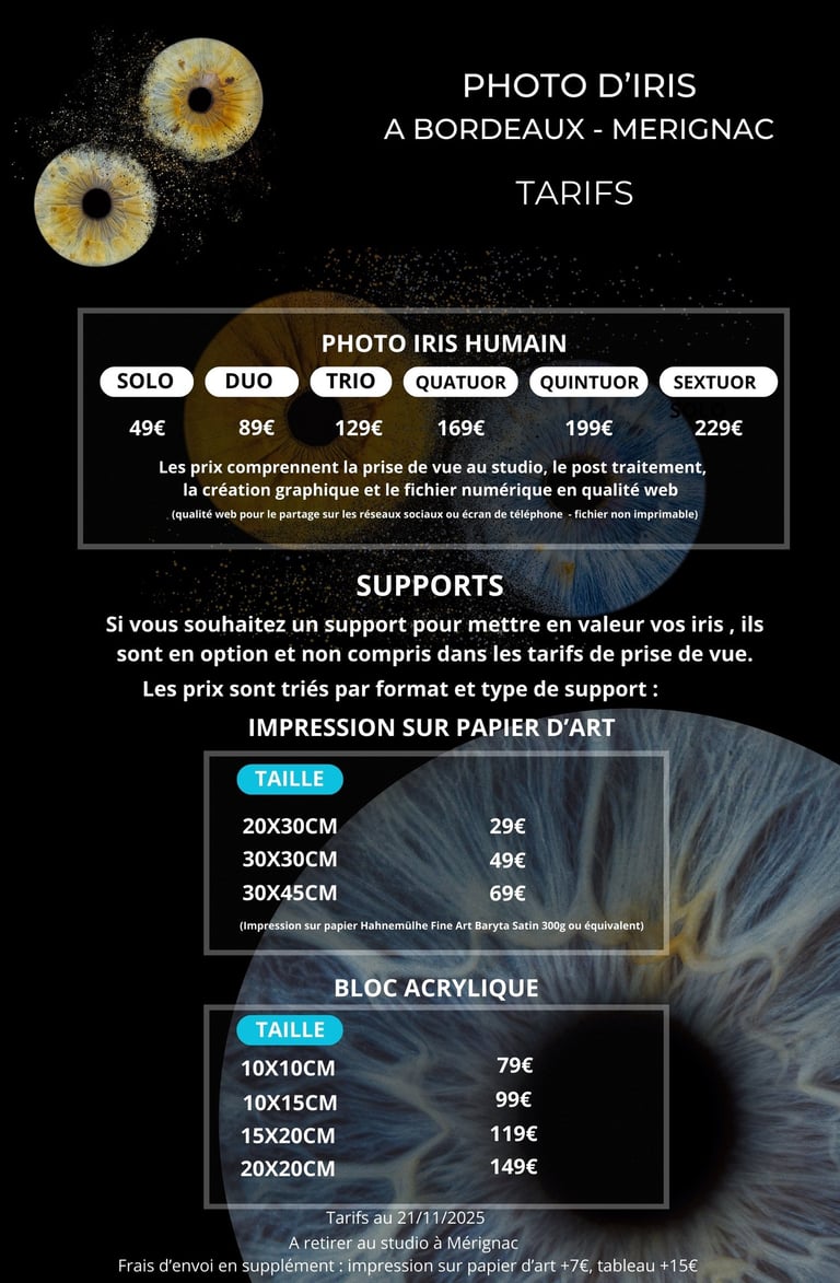 tarifs photo iris bordeaux
