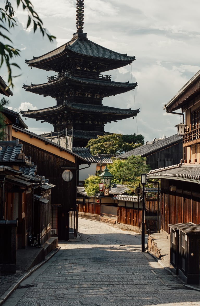 a pagoda in the middle of a city