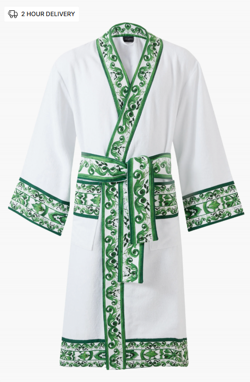 dolce gabanna white and green bathrobe