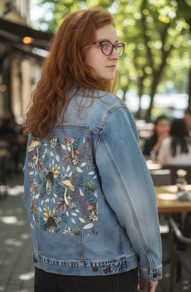 Girl wearing a printed jacket