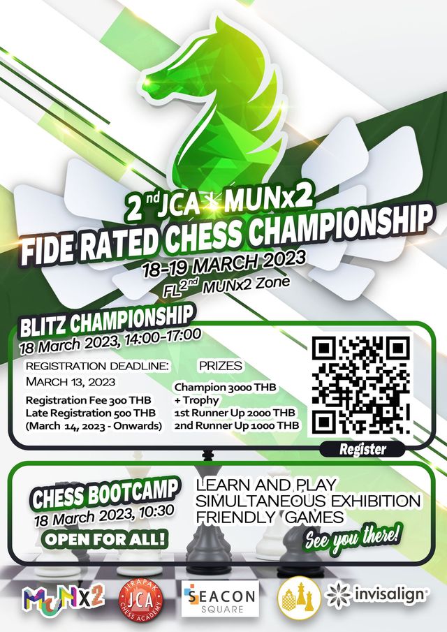 2nd JCA and MunX2 FIDE Rated Chess Championship. Thailand Chess. Jirapak Chess Academy