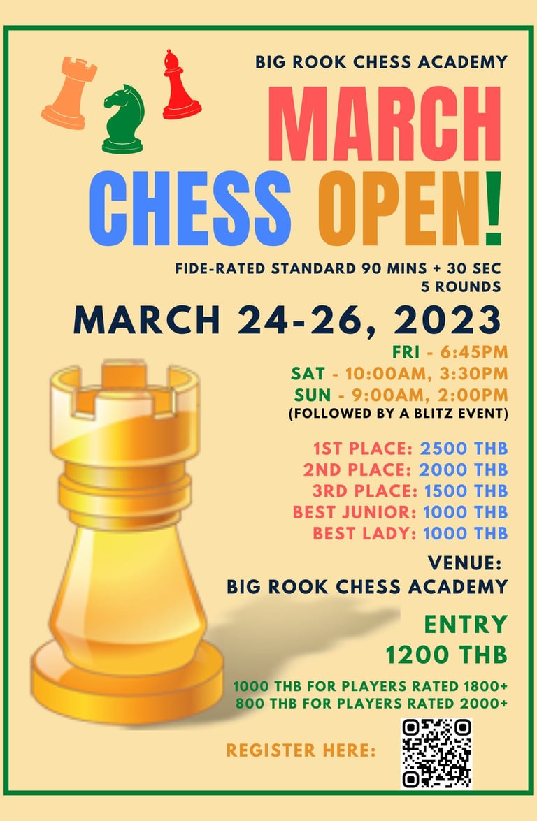 Big Rook Chess Academy March Chess Open, Bangkok, Thailand. Thailand Chess Association