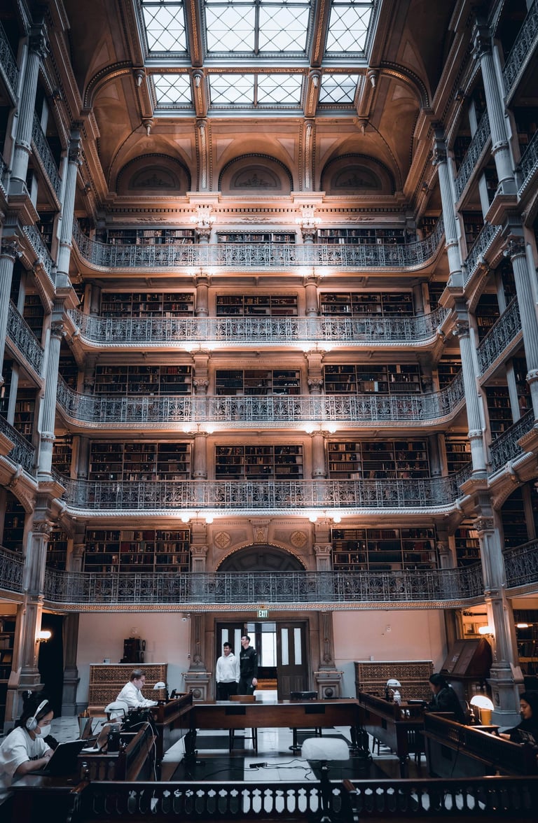 The Interior of the George Peabody Library in Baltimore , Maryland , USA