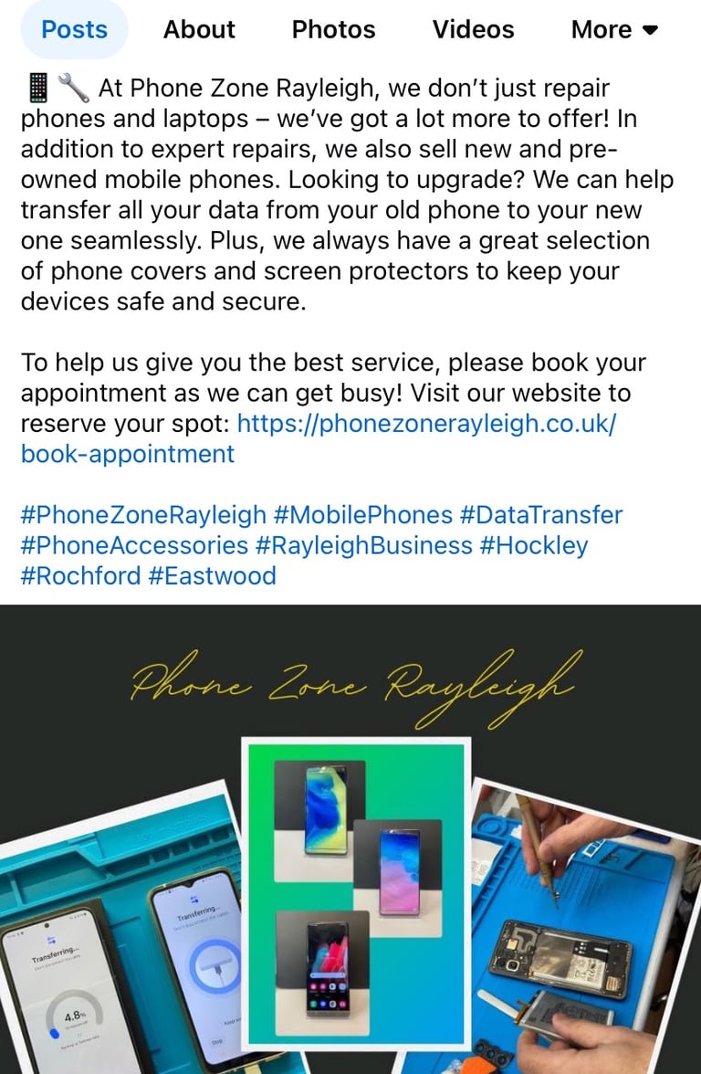 At Phone Zone Rayleigh we also sell new and pre-owned phones and tablets with data transfer