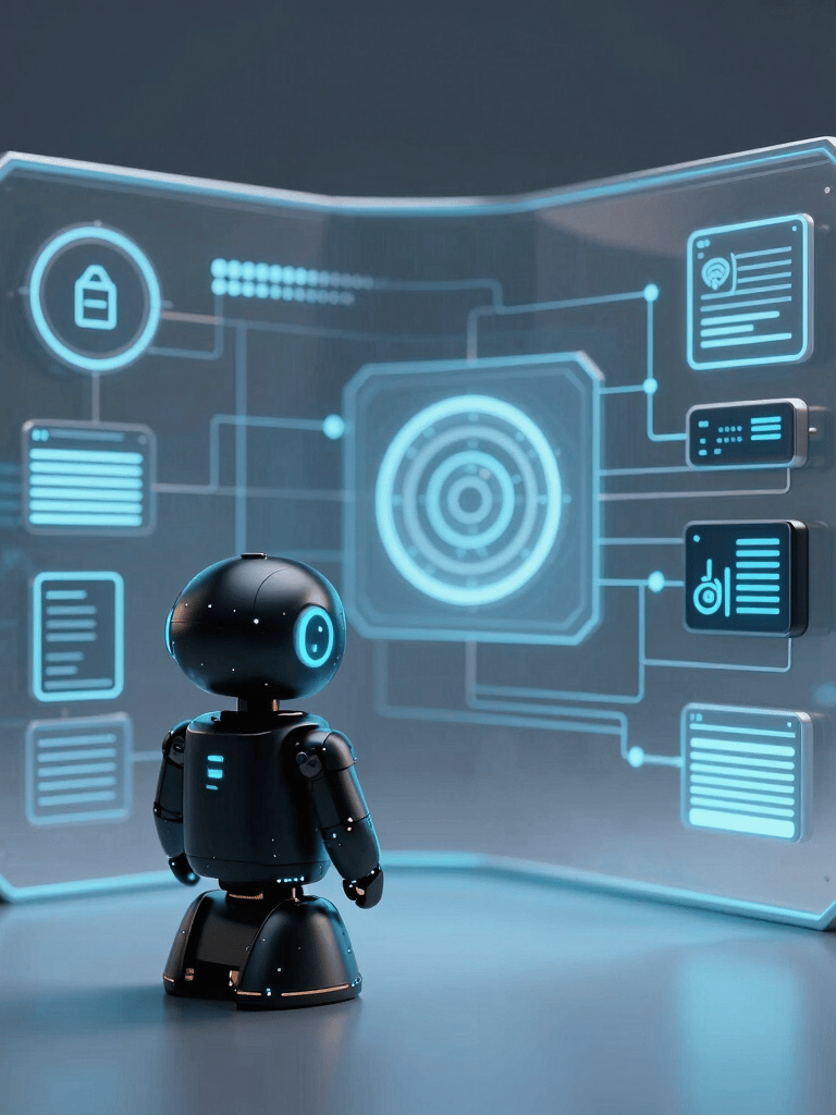 A sleek laptop displaying a vibrant, modern website design with warm blue and orange tones.